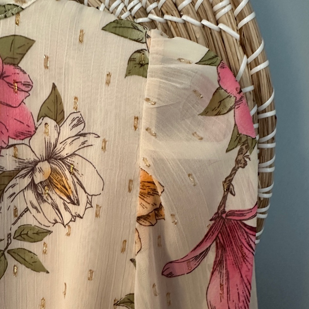 Maeve Cream Floral Mini Dress with Pink & Yellow Flowers - Picture 9 of 11